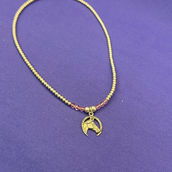 Sterling Silver Equestrian/Horse/Horseshoe Choker Necklace - Picture 3 of 11